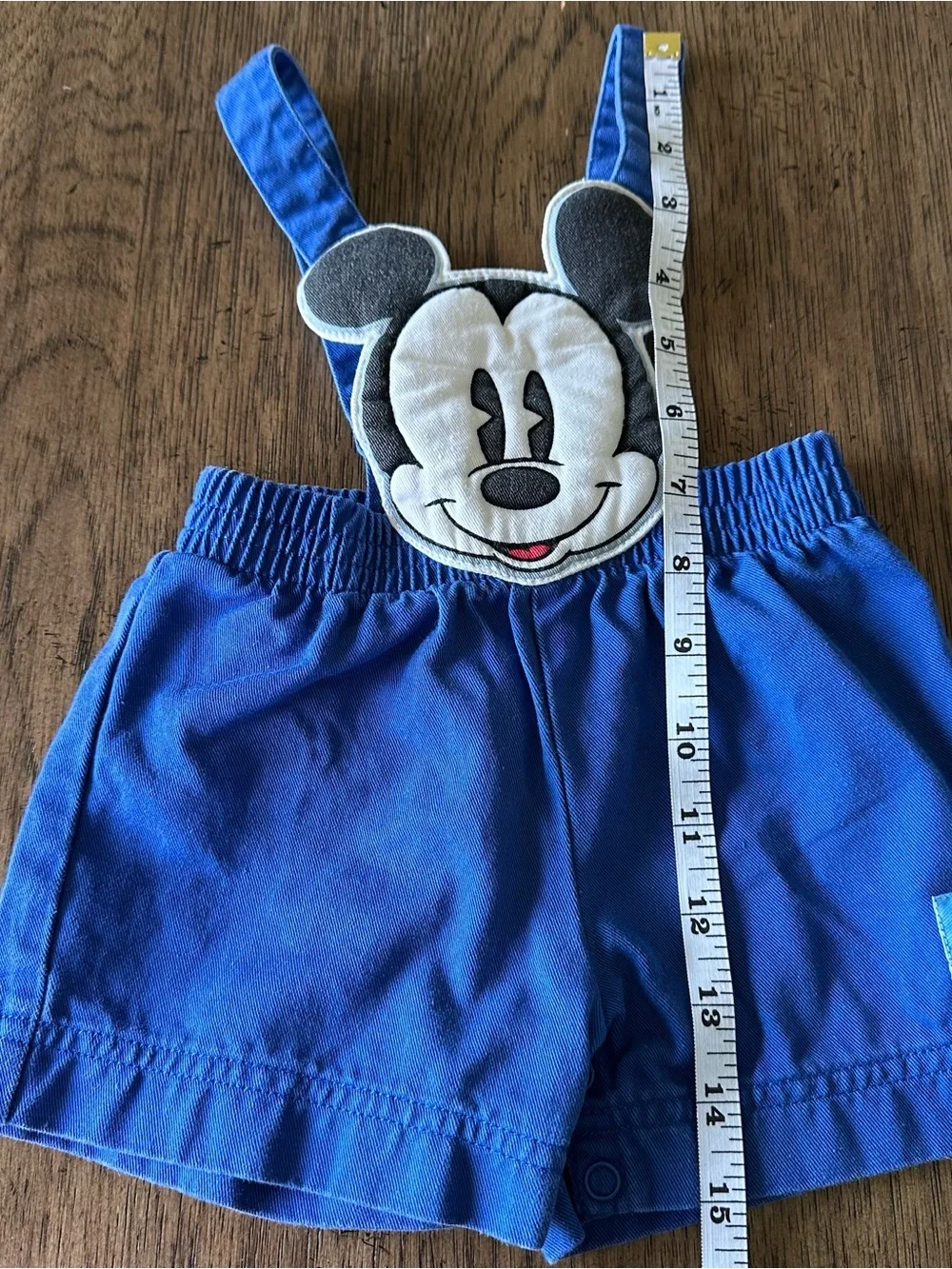 Vintage Disney Baby Mickey & Co Overalls Shortals 6/9 Months Blue Cotton 90s - Picture 13 of 14